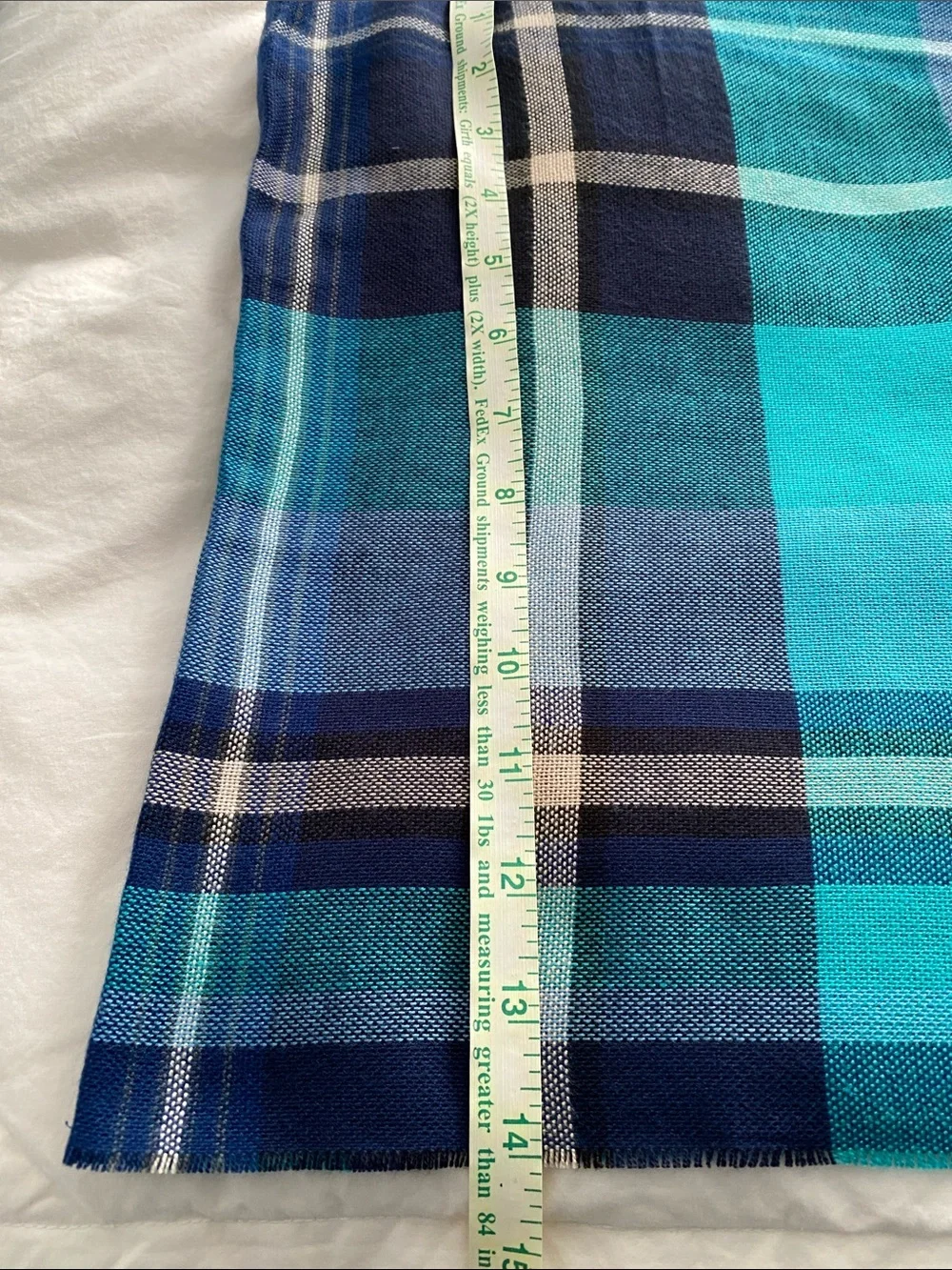 V. FRAAS Cashmink Blue Plaid Infinity Scarf